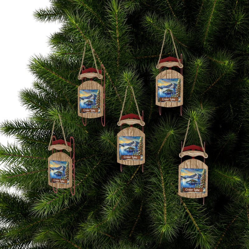 Crater Lake National Park Christmas Sled Ornament