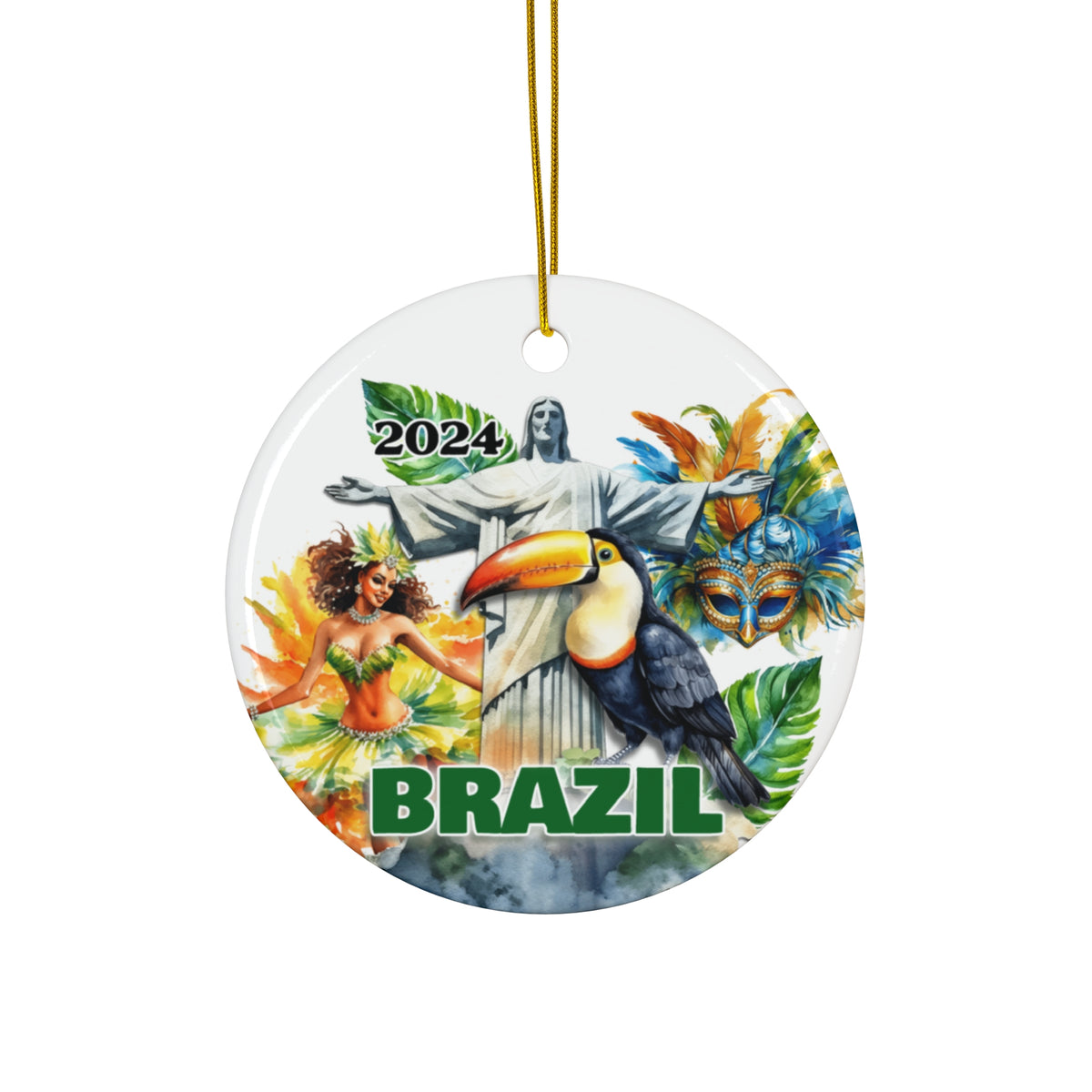 Brazil Ceramic Ornament, 2024 Brazil Keepsake Souvenir With Free Shipping