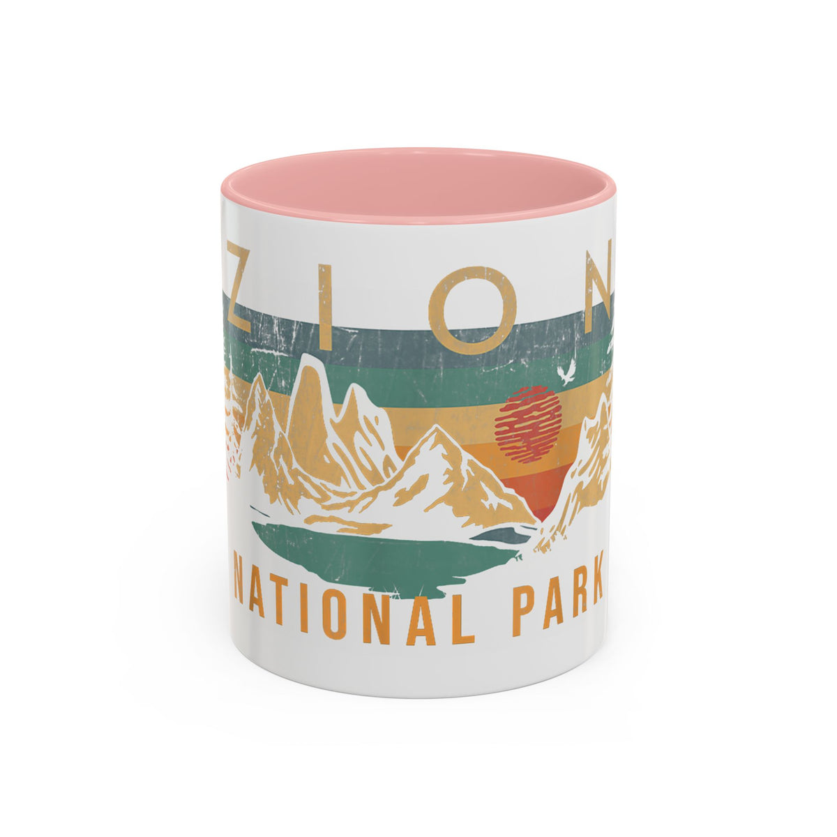 Zion National Park Mug - Ceramic Coffee Tea Cup with Vintage Mountain Sunset Design