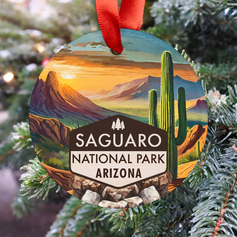 Saguaro Christmas Ornament with Ribbon