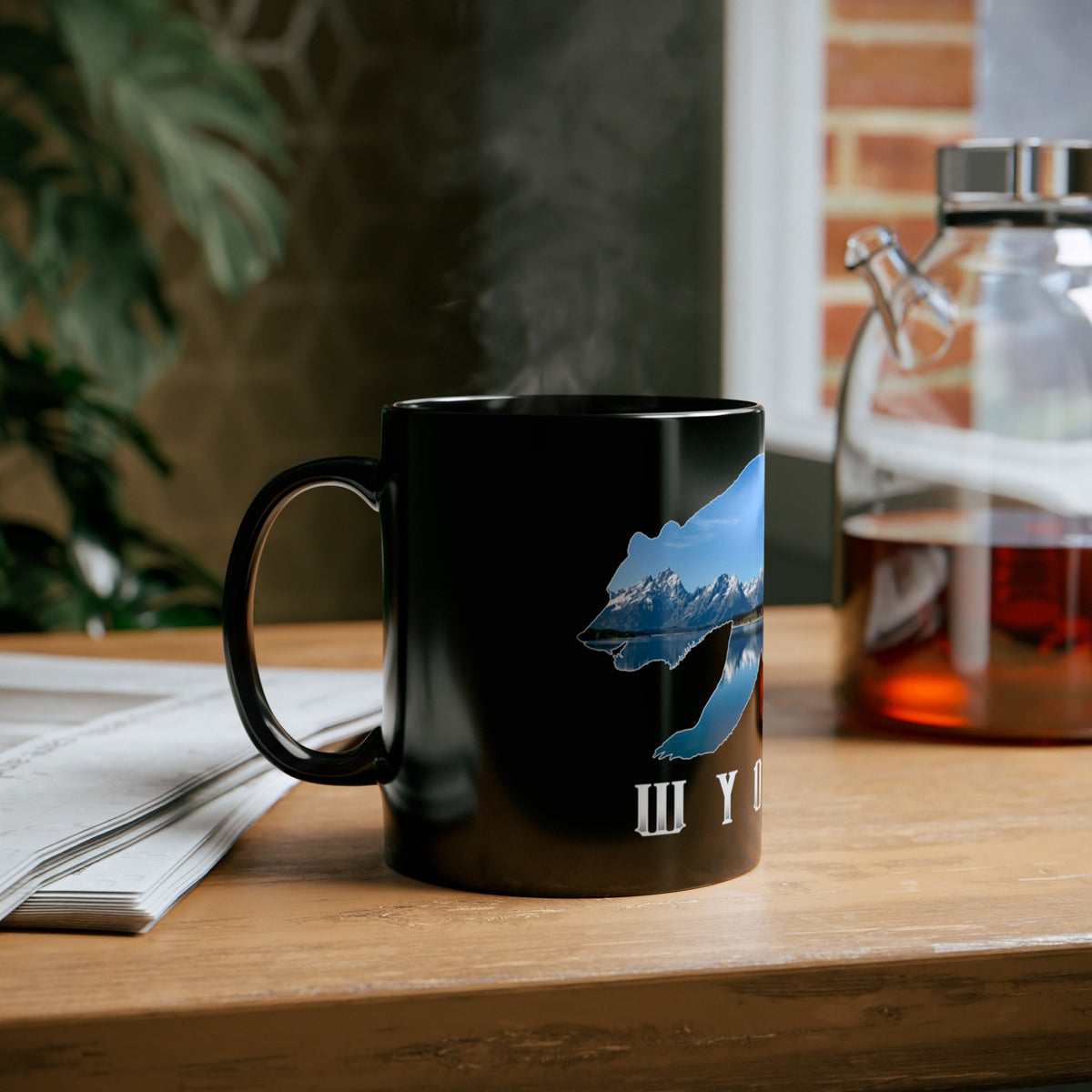 Grand Teton Wyoming Souvenir Mug with Bear and Mountain Design