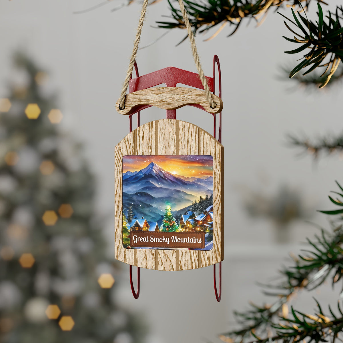 Great Smoky Mountains National Park Christmas Sled Ornament