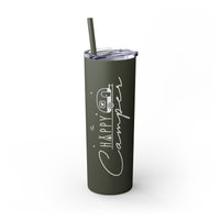 Happy Camper Skinny Tumbler with Straw, 20oz