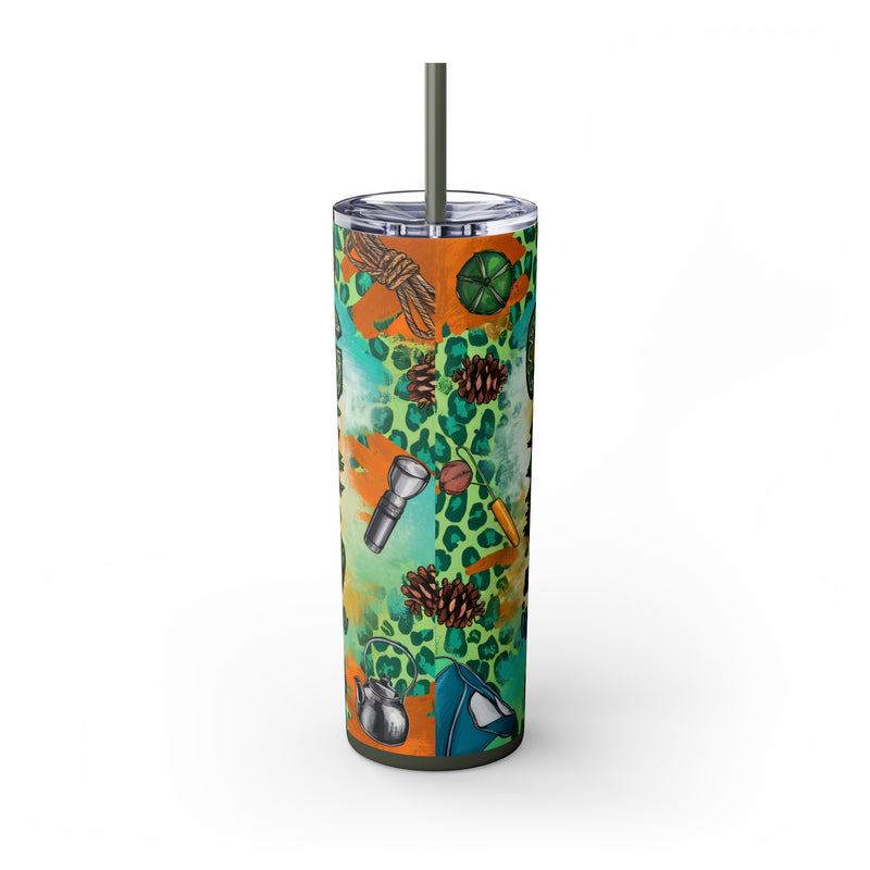 Camping is My Happy Place Skinny Tumbler with Straw, 20oz