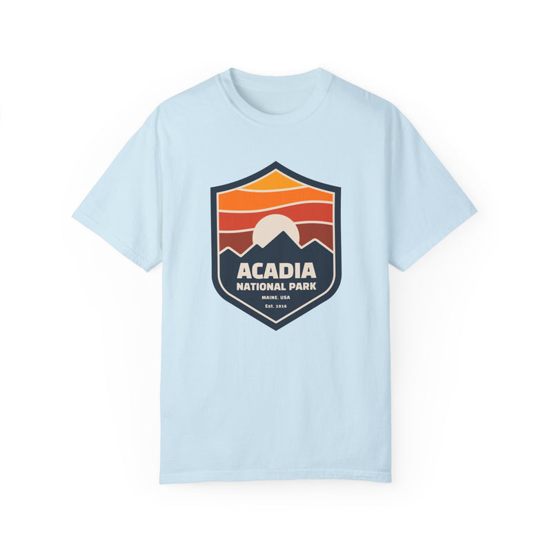 Acadia National Park Souvenir Tee with Mountain Badge