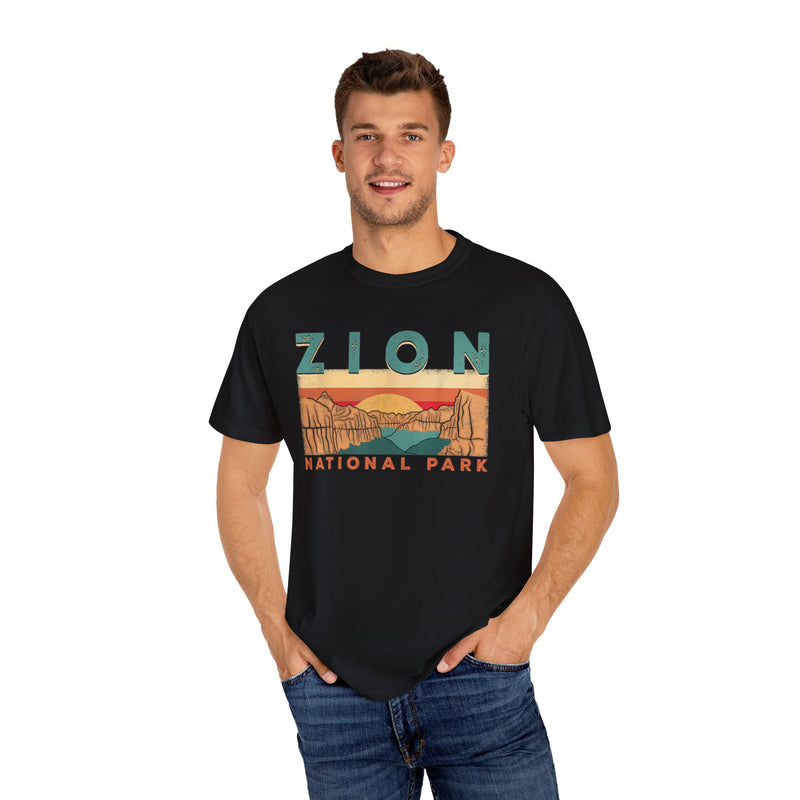 Zion National Park Souvenir Tee with Retro Landscape