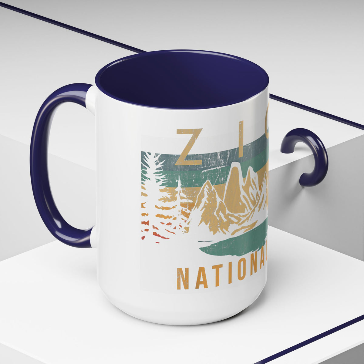 Zion National Park Mug - Ceramic Coffee Tea Cup with Vintage Mountain Sunset Design