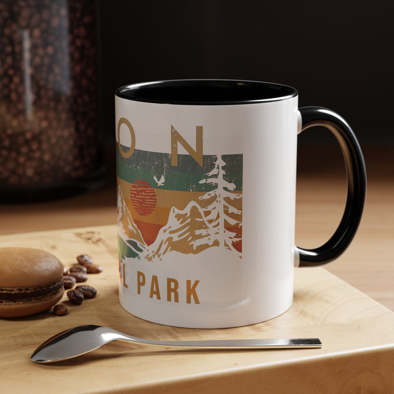 Zion National Park Mug - Ceramic Coffee Tea Cup with Vintage Mountain Sunset Design