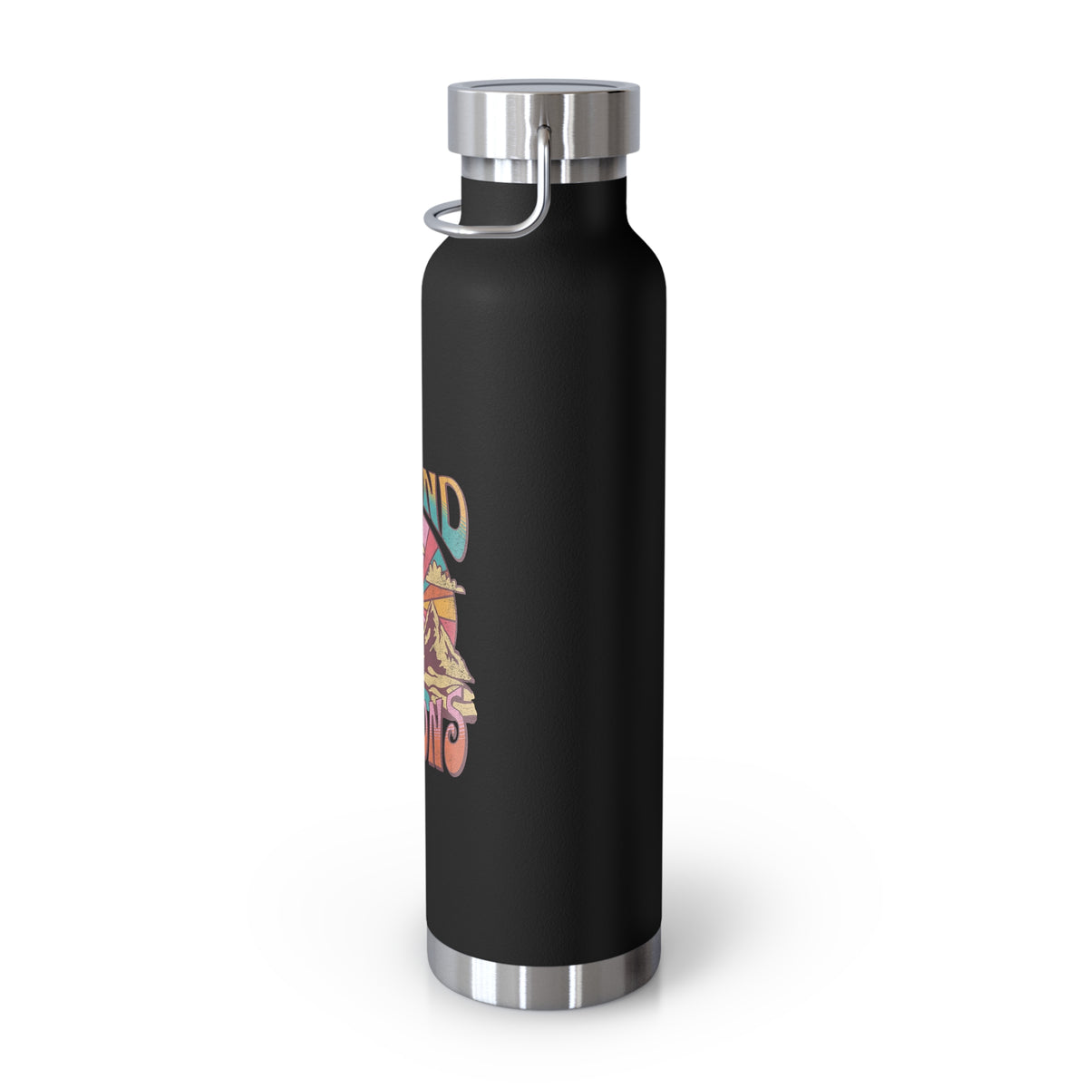 Grand Teton National Park souvenir water bottle featuring a retro art design with stainless steel construction.