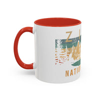 Zion National Park Mug - Ceramic Coffee Tea Cup with Vintage Mountain Sunset Design