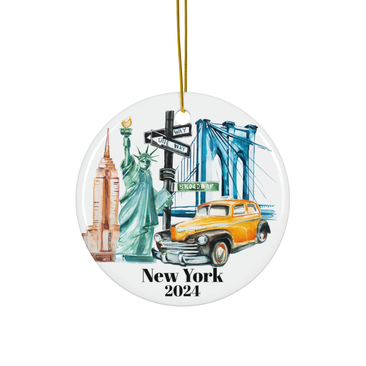 New York City Ceramic Ornament, 2024 NYC Keepsake Souvenir With Free Shipping