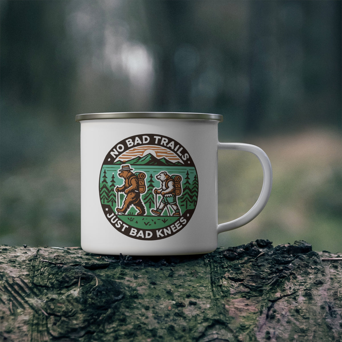 Funny No Bad Trails Enamel Camping Mug