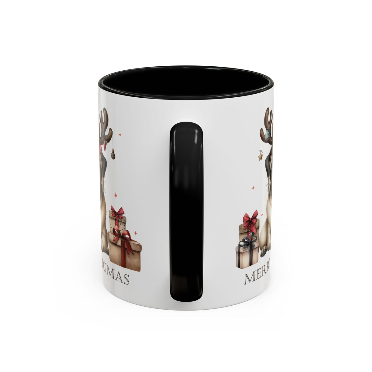 Merry Pugmas Christmas Mug, Cute Pug Dog Design with Free Shipping, Microwave and Dishwasher Safe