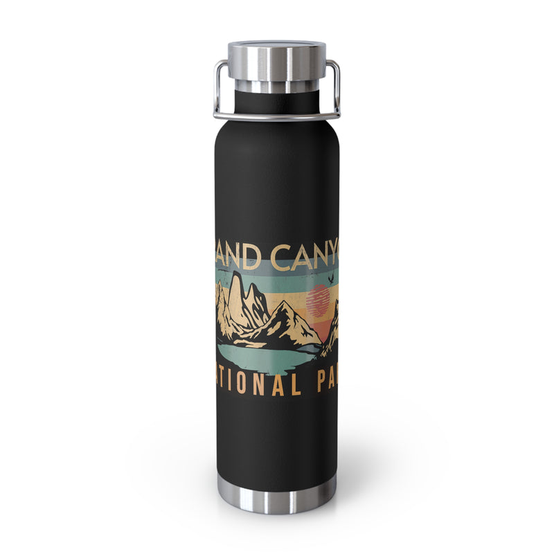 Grand Canyon National Park souvenir water bottle featuring a scenic landscape design and stainless steel construction.