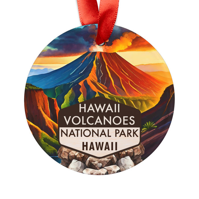 Hawaii Volcanoes Christmas Ornament with Ribbon