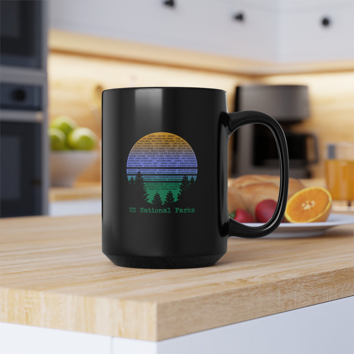 U.S. National Parks Mug with Gradient Text Design