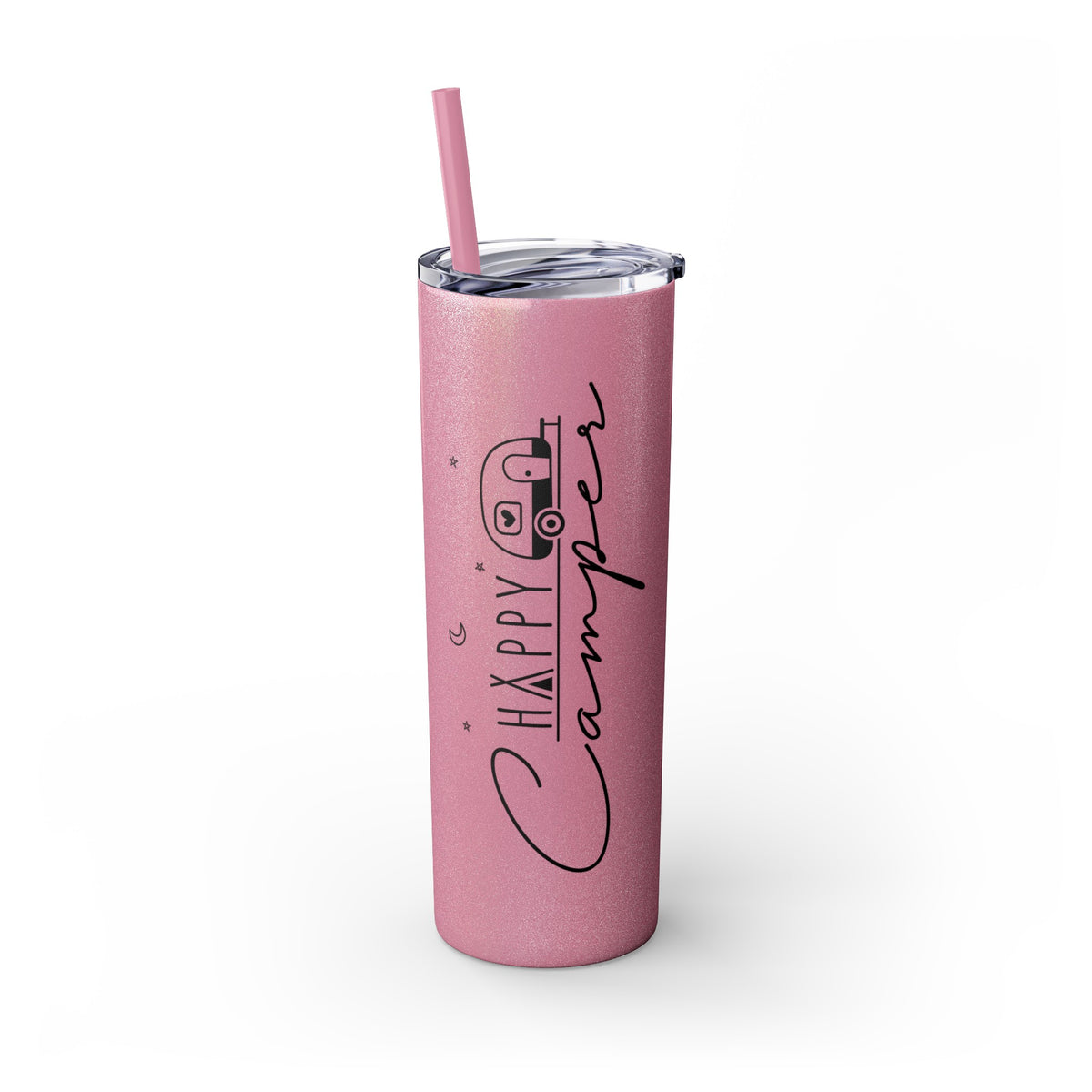 Happy Camper Skinny Tumbler with Straw, 20oz