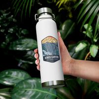 White stainless steel water bottle with a scenic design of Kings Canyon National Park.