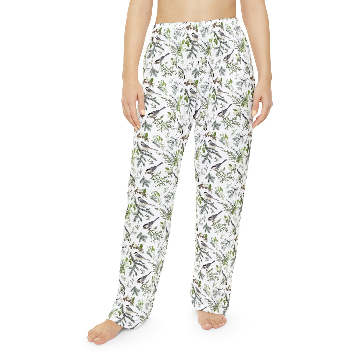 Pinecones and Birds Pattern Women's Pajama Pants