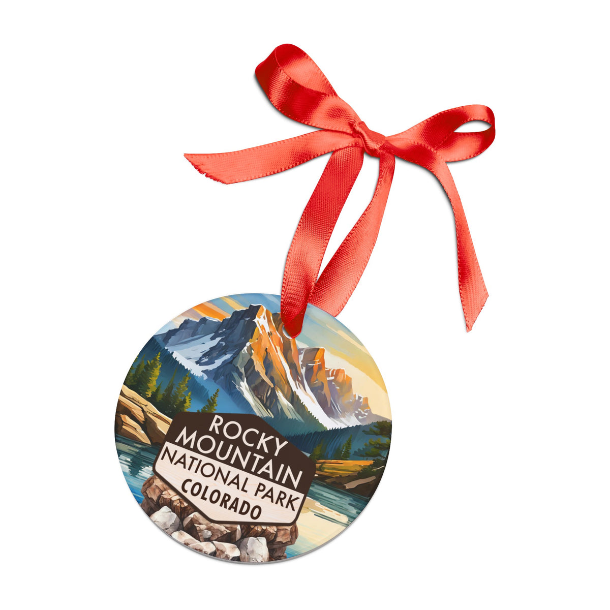 Rocky Mountain Christmas Ornament with Ribbon