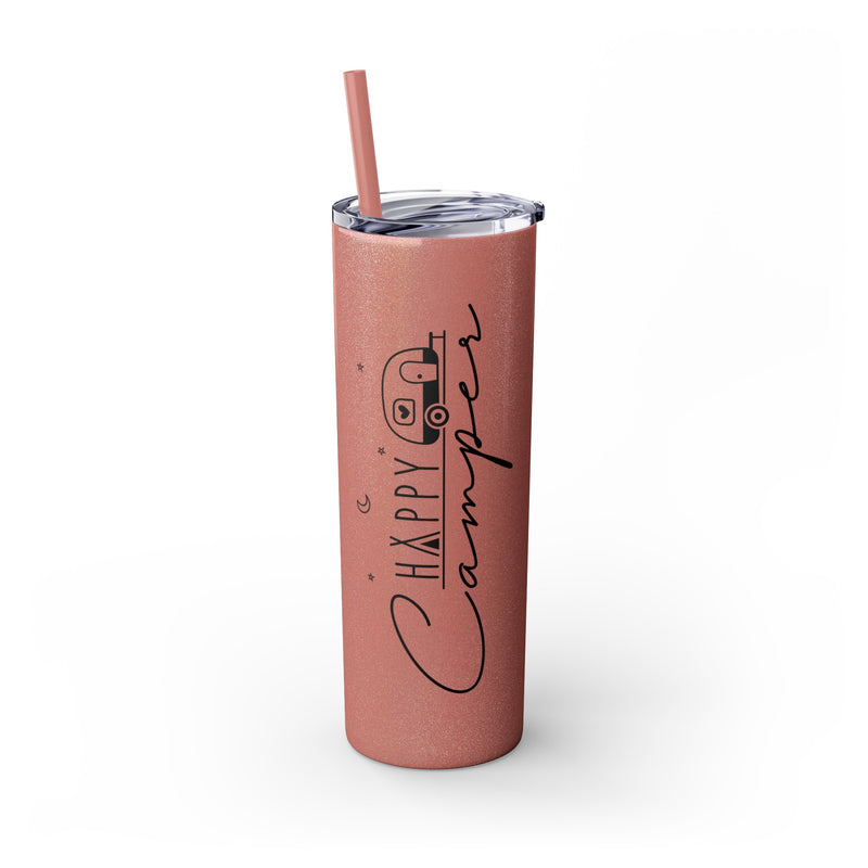 Happy Camper Skinny Tumbler with Straw, 20oz