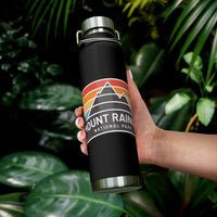 Mount Rainier water bottle with a retro national park design.