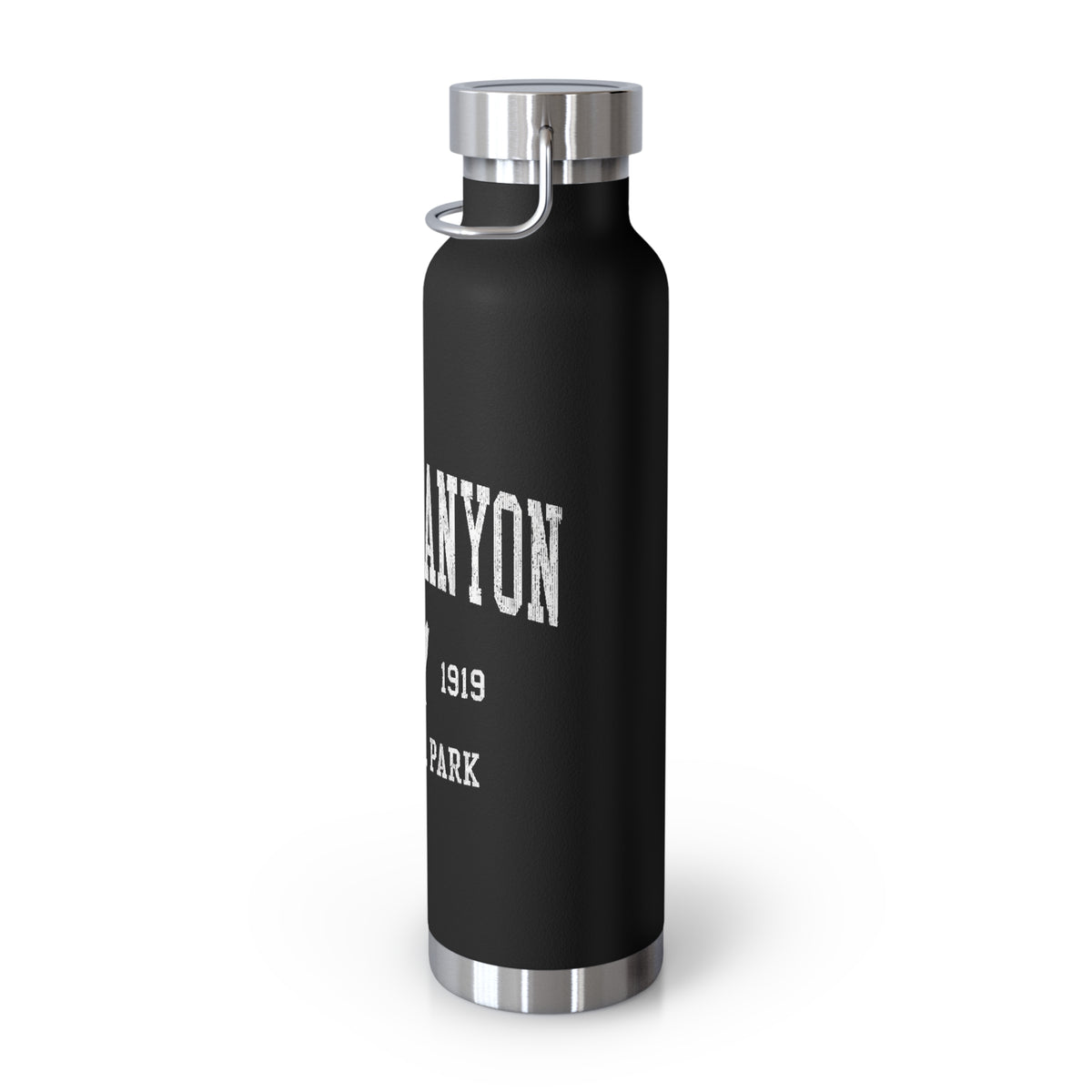 Grand Canyon National Park souvenir water bottle featuring a wolf design and stainless steel construction.