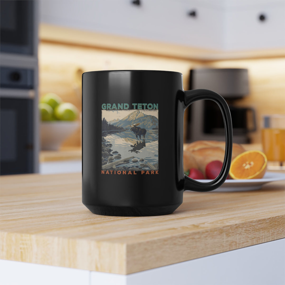 Grand Teton Souvenir Mug with Scenic River Art