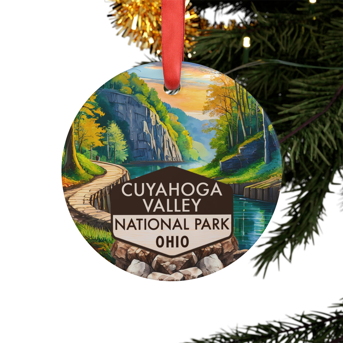 Cuyahoga Christmas Ornament with Ribbon