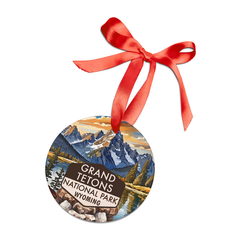 Grand Tetons Christmas Ornament with Ribbon