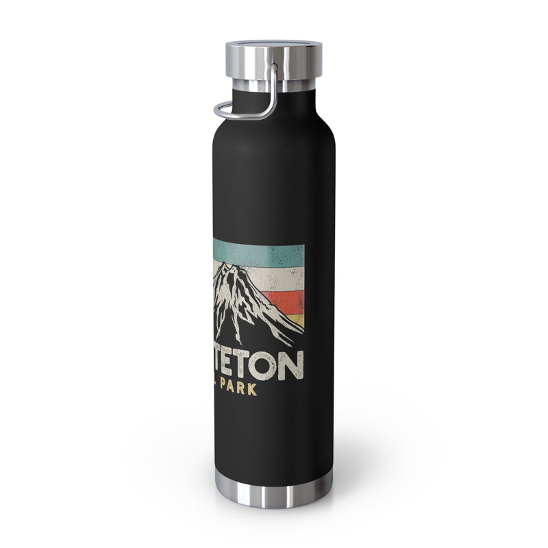 Grand Teton National Park souvenir water bottle featuring a mountain scene design with stainless steel construction.