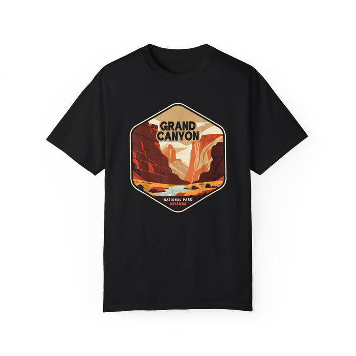 Grand Canyon National Park T-shirt with a scenic view graphic design featuring the iconic canyon landscape in Arizona.