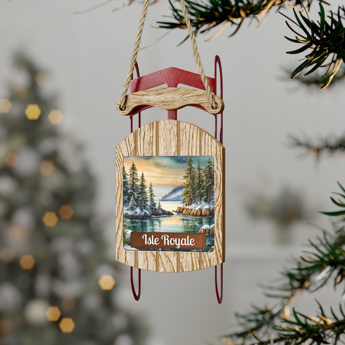 Isle Royale National Park Christmas Sled Ornament