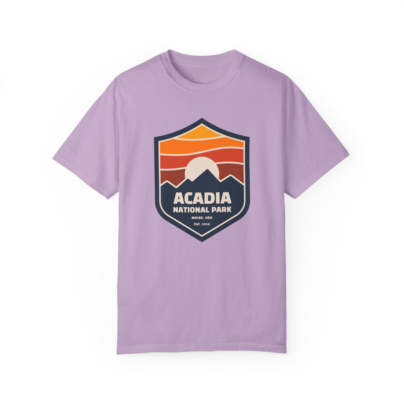 Acadia National Park Souvenir Tee with Mountain Badge