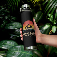 Mount Rainier National Park water bottle with a scenic mountain and sunset design.