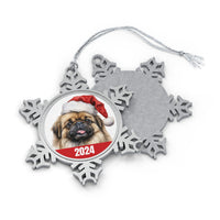 Pekingese 2024 Christmas Ornament Pewter Snowflake