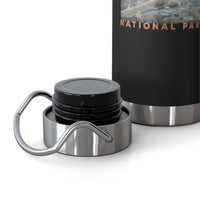 Grand Teton National Park souvenir water bottle featuring a scenic artwork design with stainless steel construction.