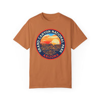 Grand Canyon National Park T-shirt with a scenic view graphic design featuring a sunset over the canyon.