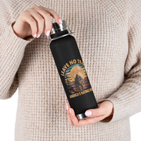 Water bottle with Leave No Trace design featuring a bear and forest scene under a full moon, promoting America's national parks.