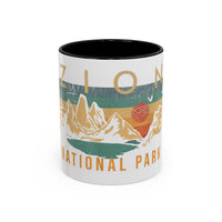 Zion National Park Mug - Ceramic Coffee Tea Cup with Vintage Mountain Sunset Design