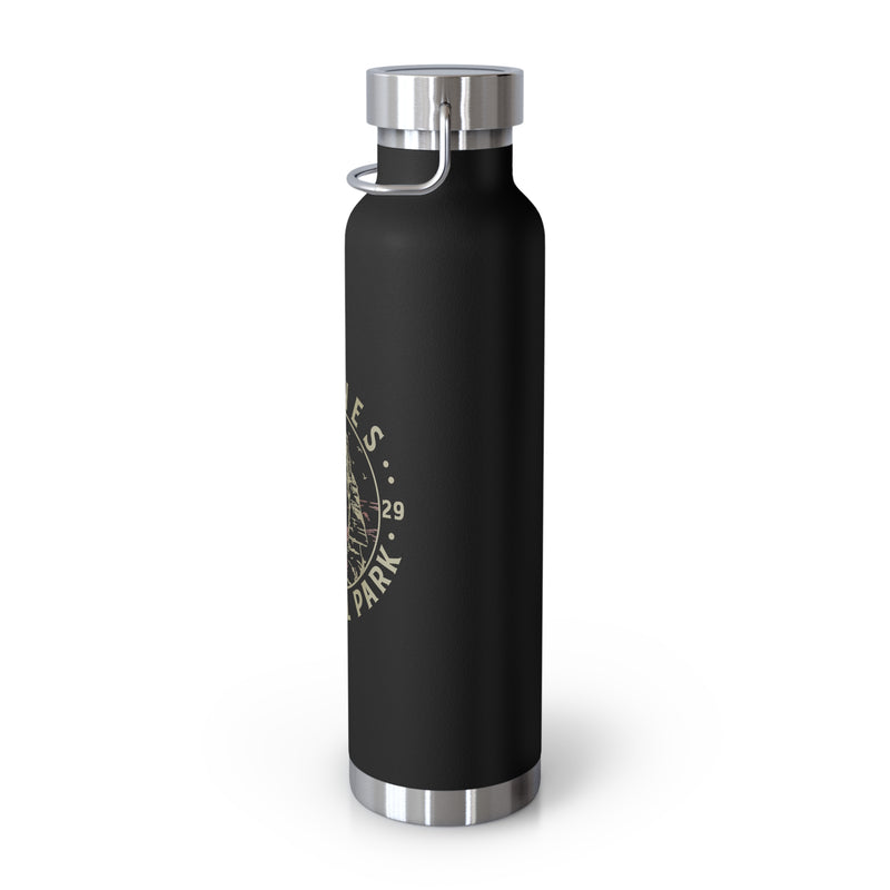 Image of a stainless steel water bottle featuring a design from Arches National Park in Utah.