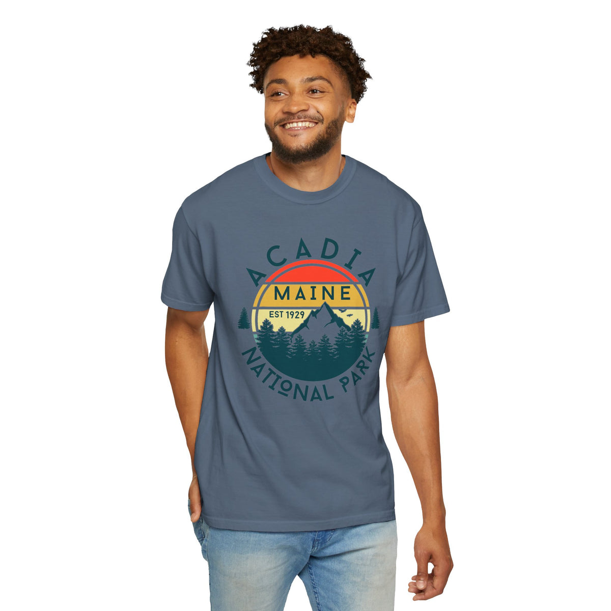 Acadia Maine Souvenir Tee with Mountain Graphic