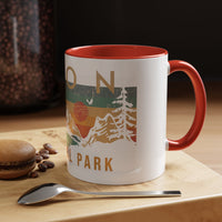 Zion National Park Mug - Ceramic Coffee Tea Cup with Vintage Mountain Sunset Design