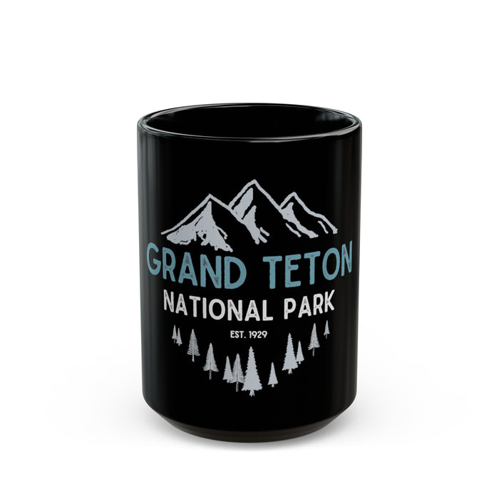 Grand Teton National Park souvenir mug featuring a mountain and tree design.