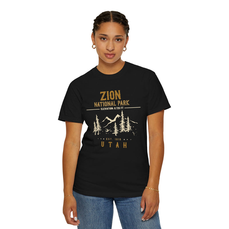 Zion National Park Souvenir T-Shirt with Mountain Design