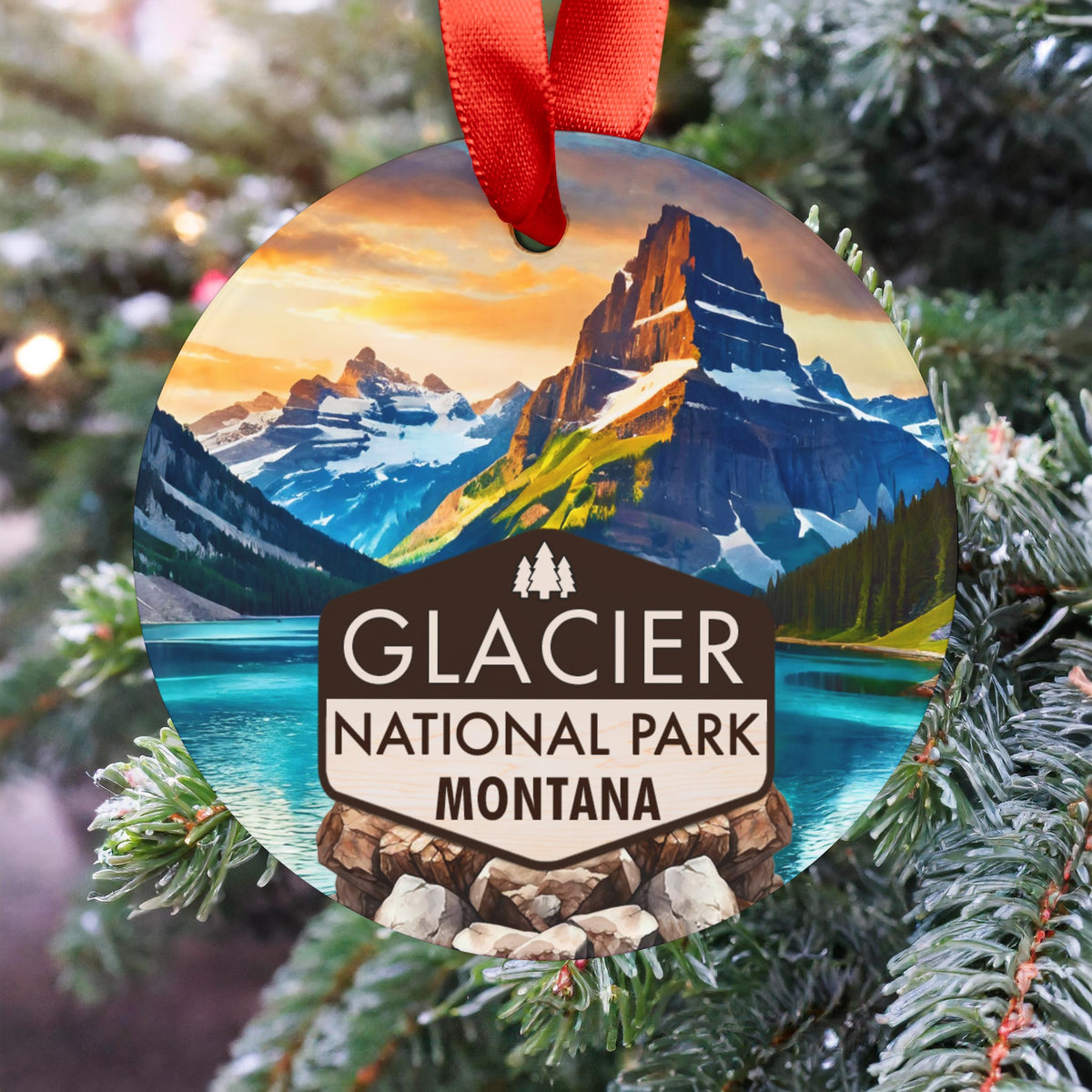 Glacier Christmas Ornament with Ribbon