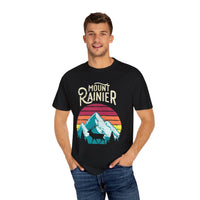 Mount Rainier Souvenir T-Shirt with Elk and Sunset Design