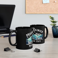 Mount Rainier National Park souvenir mug with elk and scenic mountain design