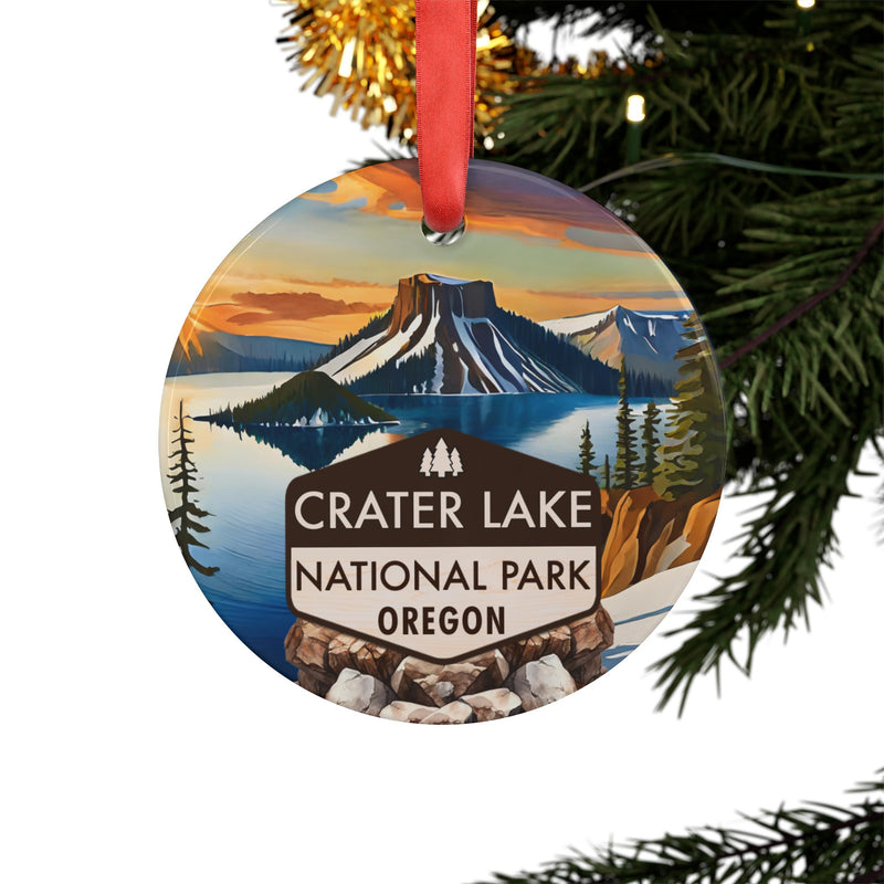 Crater Lake Christmas Ornament with Ribbon