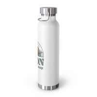 Image of a stainless steel water bottle featuring a design from Zion National Park in Utah.